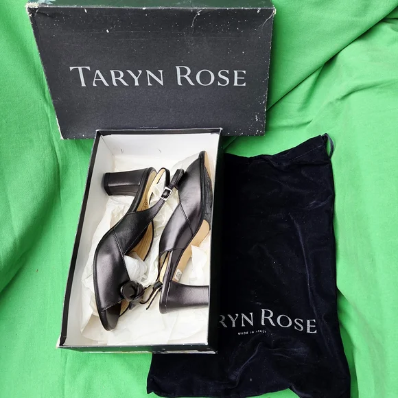 VINTAGE 2004Taryn Rose CHER-NAPPABlack Slingback Women's Shoes BRAND NEW